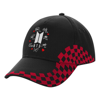 BTS signs, Adult Cap RACING Ultimate Black/Red, (100% COTTON DRILL, ADULT, UNISEX, ONE SIZE)