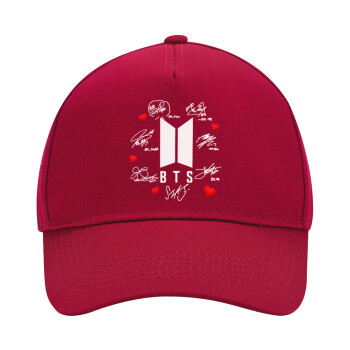 BTS signs, Adult Ultimate Hat RED, (100% COTTON DRILL, ADULT, UNISEX, ONE SIZE)