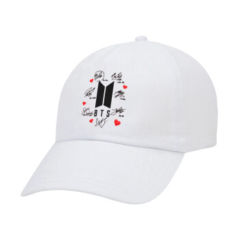 BTS signs, Adult Baseball Cap White 5-panel (POLYESTER, ADULT, UNISEX, ONE SIZE)