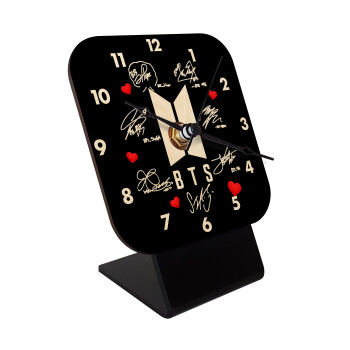 BTS signs, Επιτραπέζιο ρολόι σε φυσικό ξύλο (10cm)