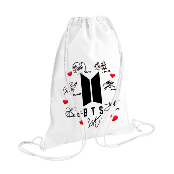 BTS signs, Backpack pouch GYMBAG white (28x40cm)