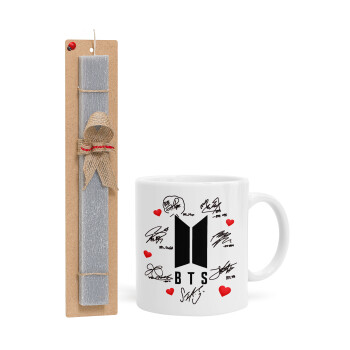 BTS signs, Easter Set, Ceramic Cup (330ml) & Easter aromatic flat candle (30cm) (GRAY)