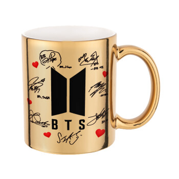 BTS signs, Mug ceramic, gold mirror, 330ml