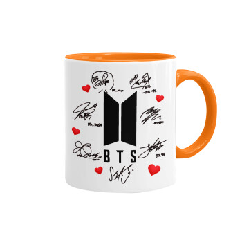 BTS signs, Mug colored orange, ceramic, 330ml