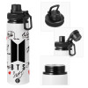 Metal water bottle with safety cap, aluminum 850ml