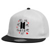 Child's Flat Snapback Hat, White (100% COTTON, CHILDREN'S, UNISEX, ONE SIZE)