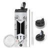 Travel Tumbler 2 Lids, with metal straw & cleaning brush (Stainless steel 304 Food grade, BPA free, 600ml)