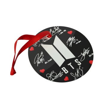 BTS signs, Χριστουγεννιάτικο στολίδι γυάλινο 9cm