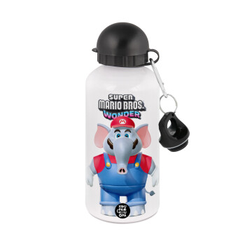 Super mario wonder, Metal water bottle, White, aluminum 500ml