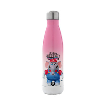Super mario and Friends, Metal mug thermos Pink/White (Stainless steel), double wall, 500ml