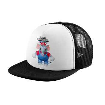 Super mario and Friends, Adult Soft Trucker Hat with Black/White Mesh (POLYESTER, ADULT, UNISEX, ONE SIZE)