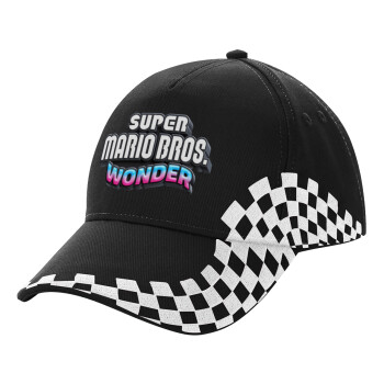 Super mario and Friends, Adult Ultimate BLACK RACING Cap, (100% COTTON DRILL, ADULT, UNISEX, ONE SIZE)