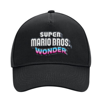 Super mario and Friends, Καπέλο Ενηλίκων Ultimate ΜΑΥΡΟ, (100% ΒΑΜΒΑΚΕΡΟ DRILL, ΕΝΗΛΙΚΩΝ, UNISEX, ONE SIZE)
