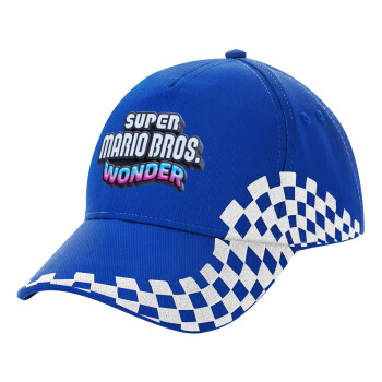 Super mario wonder, Καπέλο Ενηλίκων Ultimate ΜΠΛΕ RACING, (100% ΒΑΜΒΑΚΕΡΟ DRILL, ΕΝΗΛΙΚΩΝ, UNISEX, ONE SIZE)