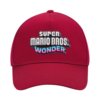 Super mario wonder, Καπέλο Ενηλίκων Ultimate ΚΟΚΚΙΝΟ, (100% ΒΑΜΒΑΚΕΡΟ DRILL, ΕΝΗΛΙΚΩΝ, UNISEX, ONE SIZE)