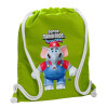 Backpack bag GYMBAG LIME GREEN, with pocket (40x48cm) & thick cords