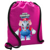 Backpack pouch GYMBAG Fuchsia, with pocket (40x48cm) & thick cords