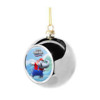 Super mario wonder, Silver 8cm Christmas tree ball ornament