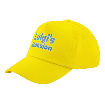 Luigi's Mansion, Child's Baseball Cap, 100% Cotton Twill, Yellow (COTTON, CHILD, UNISEX, ONE SIZE)