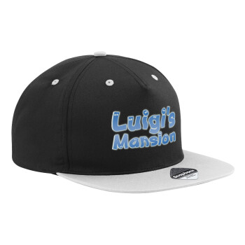 Luigi's Mansion, Adult Flat Snapback Hat Black/Grey, (100% COTTON TWILL, ADULT, UNISEX, ONE SIZE)