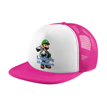 Luigi's Mansion, Καπέλο παιδικό Soft Trucker με Δίχτυ ΡΟΖ/ΛΕΥΚΟ (POLYESTER, ΠΑΙΔΙΚΟ, ONE SIZE)