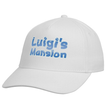 Luigi's Mansion, Καπέλο παιδικό Baseball, Drill, Λευκό (100% ΒΑΜΒΑΚΕΡΟ, ΠΑΙΔΙΚΟ, UNISEX, ONE SIZE)