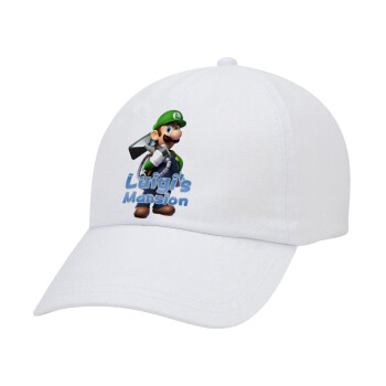 Luigi's Mansion, Καπέλο Ενηλίκων Baseball Λευκό 5-φύλλο (POLYESTER, ΕΝΗΛΙΚΩΝ, UNISEX, ONE SIZE)