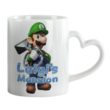 Luigi's Mansion, Κούπα καρδιά χερούλι λευκή, κεραμική, 330ml