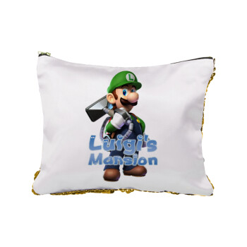 Luigi's Mansion, Sequin Gold Pouch Cosmetic Bag