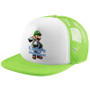 Child's Soft Trucker Hat with Green/White Mesh (POLYESTER, CHILDREN'S, ONE SIZE)