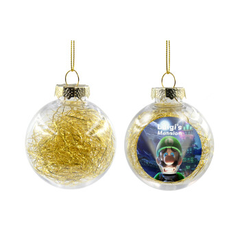 Luigi's Mansion, Transparent Christmas tree ball ornament with gold filling 8cm