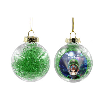 Luigi's Mansion, Transparent Christmas tree ball ornament with green filling 8cm