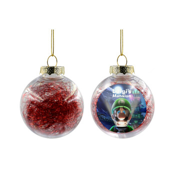Luigi's Mansion, Χριστουγεννιάτικη μπάλα δένδρου διάφανη με κόκκινο γέμισμα 8cm