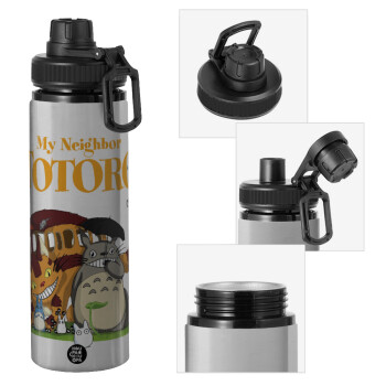 Totoro and Cat, Metallic water bottle with safety cap, 850ml aluminum