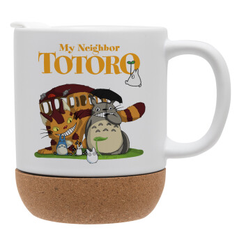 Totoro and Cat, Ceramic coffee mug Cork (MAT), 330ml (1pcs)