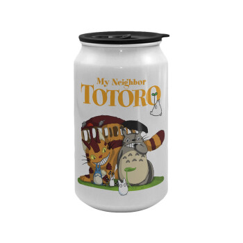 Totoro and Cat, Κούπα ταξιδιού μεταλλική με καπάκι (tin-can) 500ml