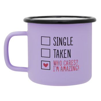 Single, Taken, Who cares i'm amazing, Κούπα Μεταλλική εμαγιέ ΜΑΤ Light Pastel Purple 360ml