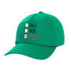 Adult Baseball Cap, 100% Cotton, Green (COTTON, ADULT, UNISEX, ONE SIZE)