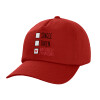 Adult Baseball Cap, 100% Cotton, Red (COTTON, ADULT, UNISEX, ONE SIZE)