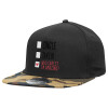 Adult Flat Snapback Hat Black/Camouflage, (100% COTTON TWILL, ADULT, UNISEX, ONE SIZE)