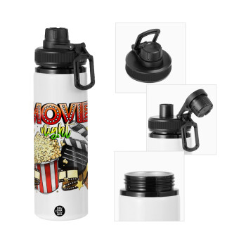 Movie night, Metal water bottle with safety cap, aluminum 850ml