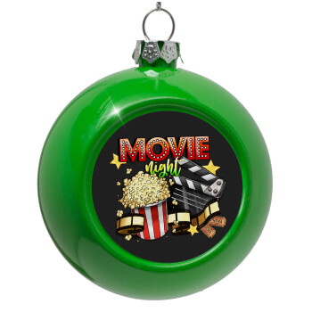 Movie night, Green Christmas tree ornament bauble 8cm