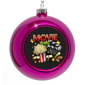 Movie night, Purple Christmas tree ornament bauble 8cm