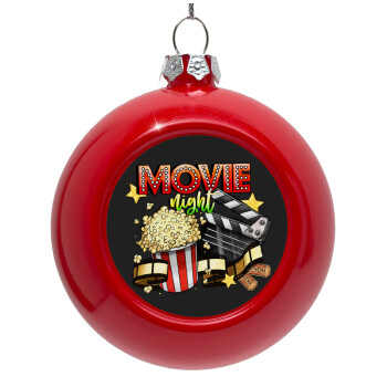 Movie night, Red Christmas tree ornament bauble 8cm