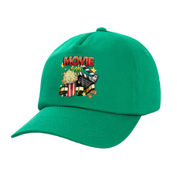 Movie night, Adult Baseball Cap, 100% Cotton, Green (COTTON, ADULT, UNISEX, ONE SIZE)