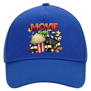 Movie night, Ultimate Adult Hat BLUE, (100% COTTON DRILL, ADULT, UNISEX, ONE SIZE)