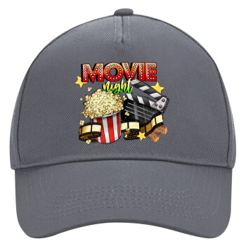 Movie night, Ultimate Adult Hat Grey, (100% COTTON DRILL, ADULT, UNISEX, ONE SIZE)