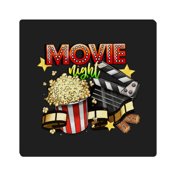 Movie night, Τετράγωνο μαγνητάκι ξύλινο 6x6cm