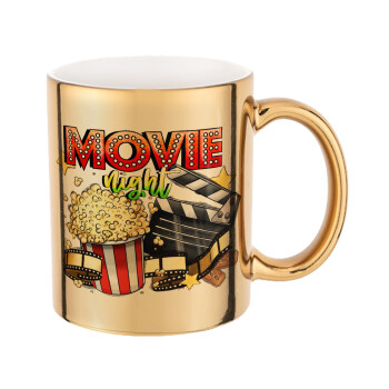 Movie night, Mug ceramic, gold mirror, 330ml