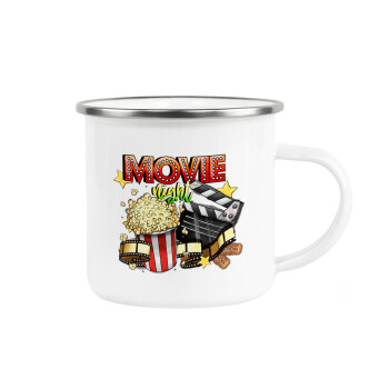 Movie night, Metallic enamel cup white 360ml